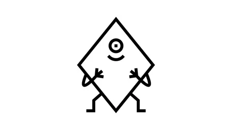 Rhombus geometric shape character line icon animation Stock Footage 326138690