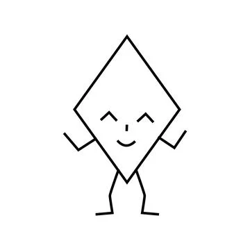 Rhombus geometric shape character line icon vector illustration Stock Illustration