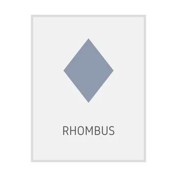 Rhombus geometric shape flash card element symbol for preschool education Stock Illustration