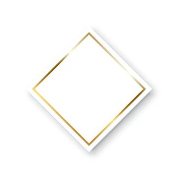 Rhombus with gold ring frame, elegant white decor object of square shape with Stock Illustration