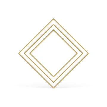 Rhombus golden level frame four side angular mathematical boundary edge 3d .. Stockillustratie
