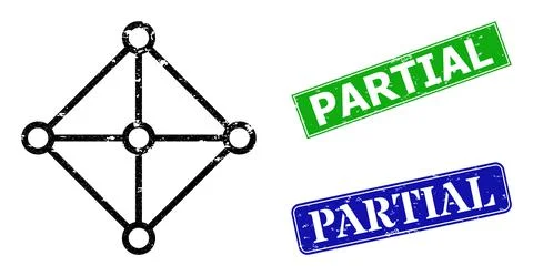 Rhombus Grid Centers Distress Icon and Distress Partial Badge Stock Illustration