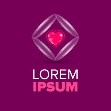 Rhombus with heart logo Stock Illustration