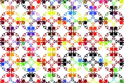 Rhombus Ikat Vector Pattern. Ogee Geometric Print. Wet Vintage Tie Dye Orname Stock Illustration