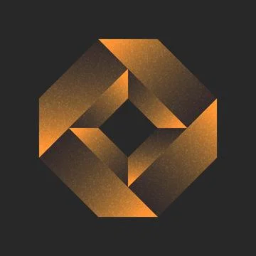 Rhombus logo geometric 3d shape abstract dark yellow gradient, impossible o.. Stock Illustration