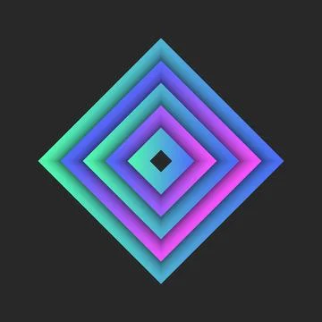 Rhombus logo geometric shapes, many layers with shadows symbol different vi.. Stock Illustration