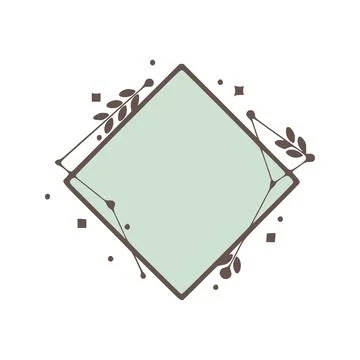 Rhombus Nature geometric frames with leaves made from lines and dots in hand  Stock Illustration