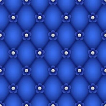 Rhombus pattern, blue flowers and jewelry pearls Illustrazione stock