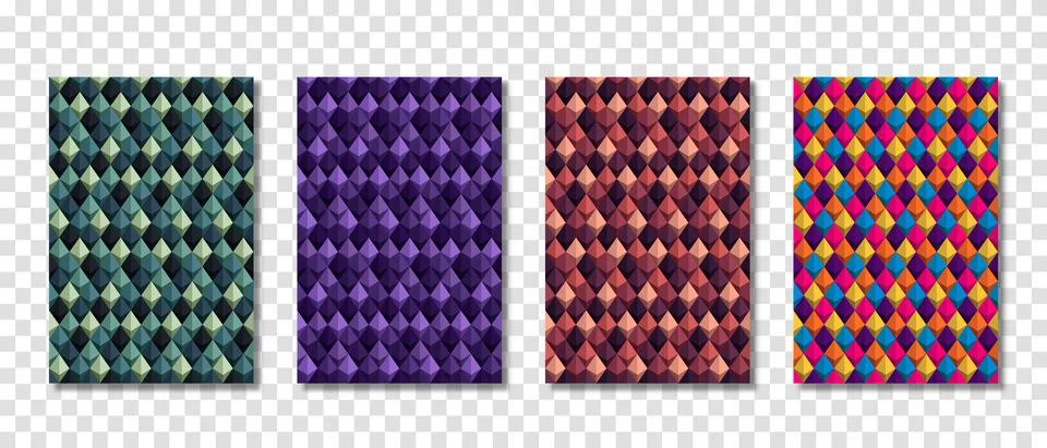 Rhombus pattern set on colorful gradient background. Abstract design template 스톡 일러스트