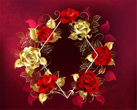 Rhombus with roses Stock Illustration