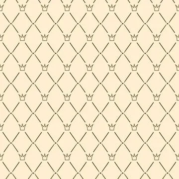 Rhombus seamless elegant beige pattern with crown Stock Illustration