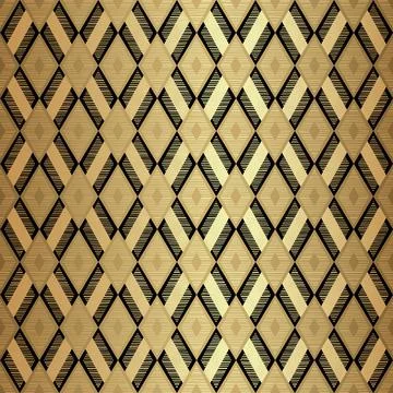 Rhombus Seamless Pattern Design in Gold and Black Stock Illustration