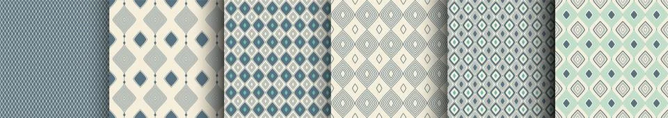 Rhombus seamless pattern. Geometry vector line pattern set for fabric, textile Illustrazione stock