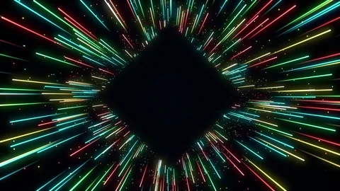 Rhombus shape floating glowing color rays background loop. Diamond creative.. Stock Footage 247319735