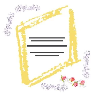 Rhombus shape frame with text and pink tulips. Illustrazione stock