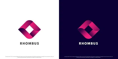 Rhombus shape gradient abstract modern logo design illustration. Stock Illustration