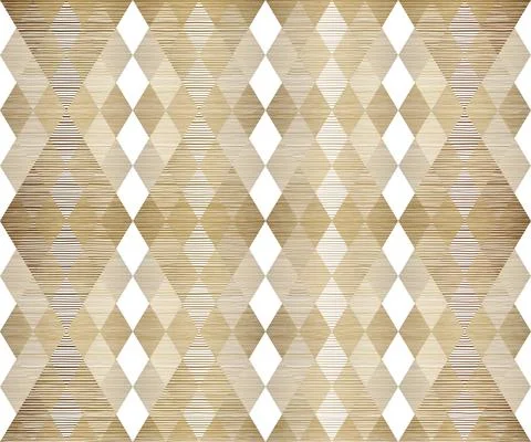 Rhombus Shape Seamless Pattern Design in Gold and White Geometric Style Stock Illustration