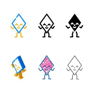 Rhombus styleset geometric shape character color icon vector Stock Illustration