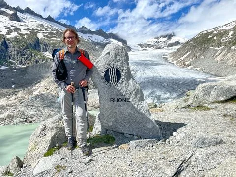 Rhone Glacier Marker Stock Photos