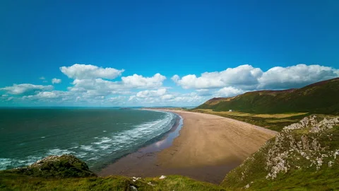 Rhossili Beach View Stock-Footage 162963814