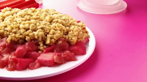 Rhubarb crumble Stock Footage 8572695