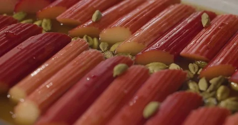 RHUBARB WITH SEEDS - SLOWMOTION Stock Footage 127051176