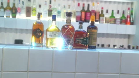 Rhums Light Effect Bottles Stock Footage 164527402