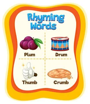 Rhyming Words Educational Chart Stock Illustration