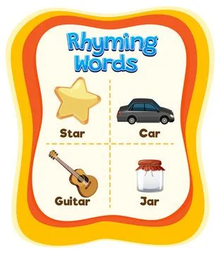 Rhyming Words Educational Chart Stock Illustration