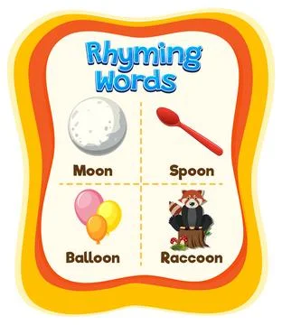 Rhyming Words Educational Chart Stock Illustration