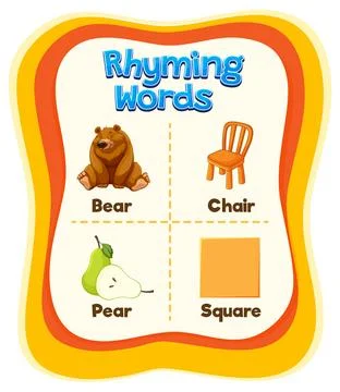 Rhyming Words Educational Chart Stock Illustration