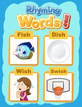 Rhyming Words Educational Poster Illustrazione stock
