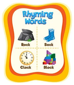 Rhyming Words Educational Poster Stock Illustration