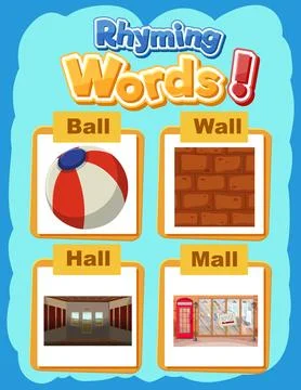 Rhyming Words Learning Chart Stock Illustration