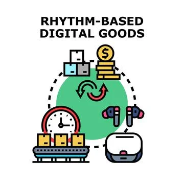 Rhythm based digital goods exchange and delivering concept Stock Illustration