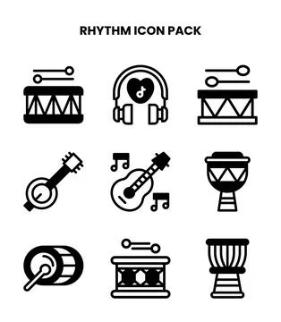Rhythm DuoTone Set Icons Pack Stock Illustration