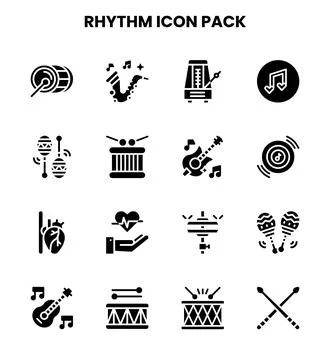 Rhythm Glyph UI Icons Pack Stock Illustration