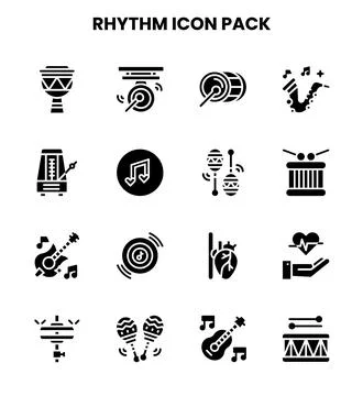 Rhythm Glyph Vector Icons Pack Stock Illustration