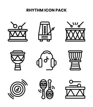 Rhythm Line Design Icons Pack Stock Illustration
