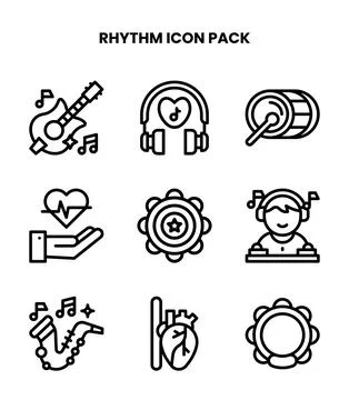 Rhythm Line UI Icons Pack Stock Illustration