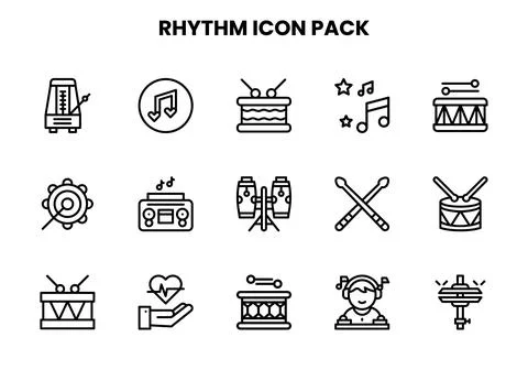 Rhythm Line Vector Icons Pack Illustrazione stock