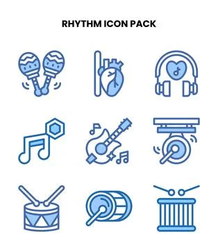 Rhythm Two Colour Bundle Icons Pack 스톡 일러스트