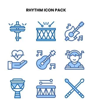 Rhythm Two Colour Icons Pack Stock Illustration