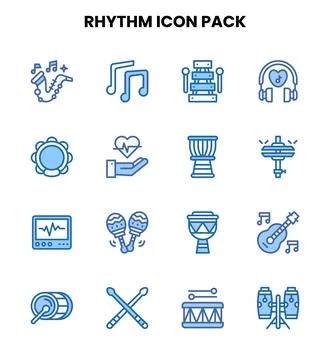 Rhythm Two Colour Set Icons Pack Stock Illustration
