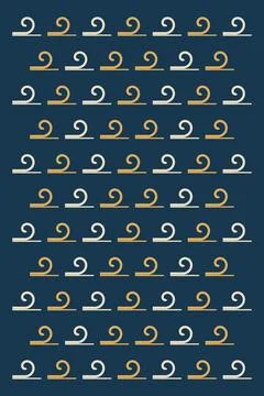 A rhythmic arrangement of curled wave emblems alternates in gold and ivory .. Illustrazione stock