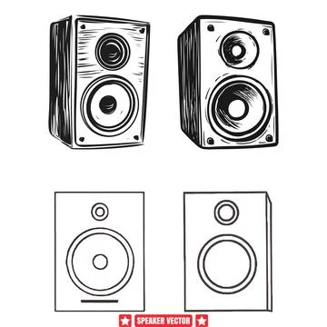 Rhythmic Beats  Speaker Silhouette Ensemble Stock Illustration