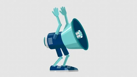 Rhythmic dancing cartoon megaphone. Looped 2D animation. Alpha channel. Vídeos de archivo 141809646