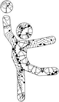 Rhythmic gymnastics icon for coloring. Olympic sport. Abstract hand drawing. Stock Illustration