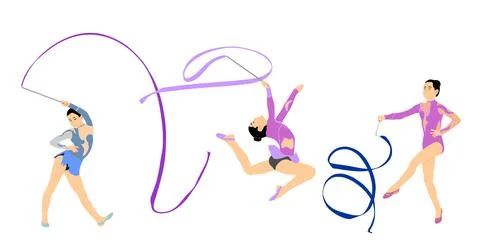 Gymnastics ribbon stick icon outline style Vector Image