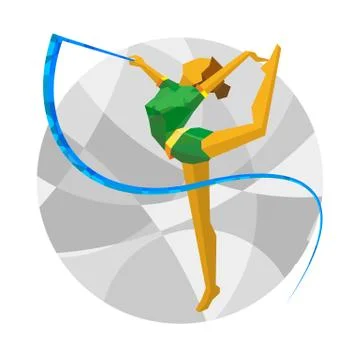 Rhythmic Gymnastics with ribbon with abstract patterns Stock Illustration